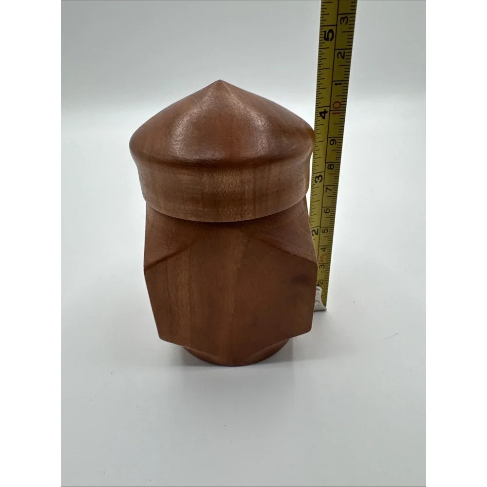 Vintage Turned Teak Wood Tobacco Jar Canister Apothecary Storage Box w/ Lid 4.5
